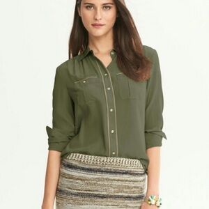 Banana Republic Olive Green Button-Down Shirt